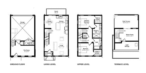 Floor plan for 2 beds, 2.5 baths, 1650 sqft